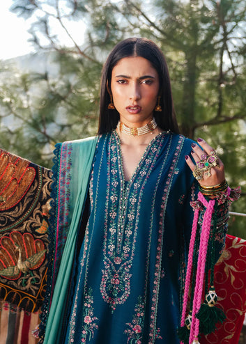 Hussain Rehar-3PC LUXURY LAWN EMBROIDERED DRESS